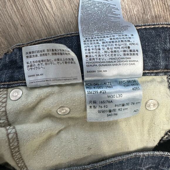 Levis 511 Red Tab Faded Dark Wash Blue Mens 30x30 Slim Fit Stretch Denim Jeans - Picture 4 of 11